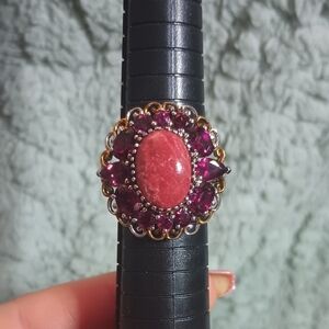Size 8 Cocktail Ring, Thulite And Garnet
